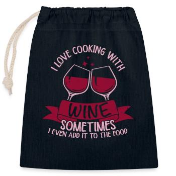 J’adore cuisiner avec Wine Vintner Winery - Sac cadeau en coton avec cordon (25 x 30 cm) - bleu marine - Devant