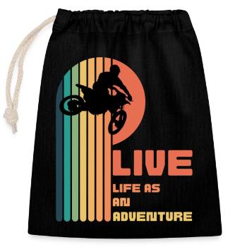 Living Life as an Adventure - Moto Cross - Closable cotton gift bag (25x30cm) - black - Front
