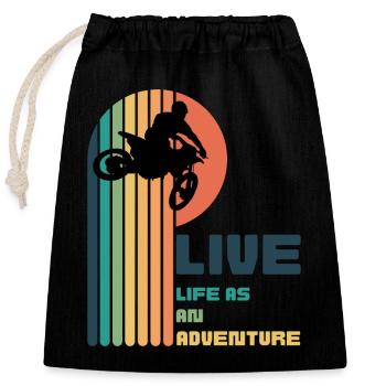 Living Life as an Adventure - Moto Cross - Closable cotton gift bag (25x30cm) - black - Front