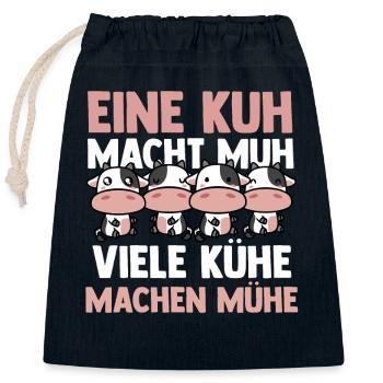 Kuh Bauernhof Kuhbauer Landwirt Rind Kühe - Verschließbarer Geschenkbeutel aus Baumwolle (25x30cm) - Navy - Vorne