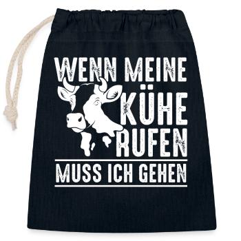 Kuh Bauernhof Kuhbauer Landwirt Rind Kühe - Verschließbarer Geschenkbeutel aus Baumwolle (25x30cm) - Navy - Vorne