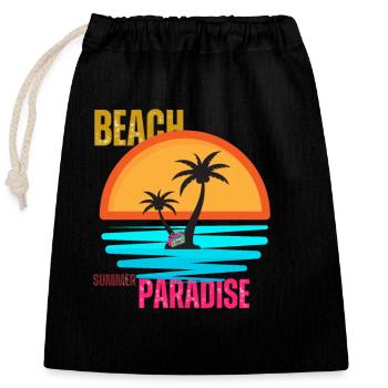 Paradies auf der Insel - Verschließbarer Geschenkbeutel aus Baumwolle (25x30cm) - Schwarz - Vorne