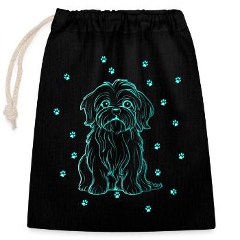 Bichon Havanais avec de petites pattes - Sac cadeau en coton avec cordon (25 x 30 cm) - noir - Devant