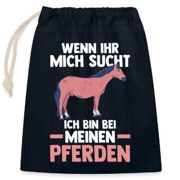 Pferd Reiten Bauernhof Bauer Pferdebesitzer Pferde - Verschließbarer Geschenkbeutel aus Baumwolle (25x30cm) - Navy - Vorne