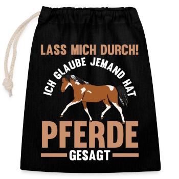 Pferd Reiten Bauernhof Bauer Pferdebesitzer Pferde - Verschließbarer Geschenkbeutel aus Baumwolle (25x30cm) - Schwarz - Vorne