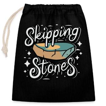 Skipping Stones - Verschließbarer Geschenkbeutel aus Baumwolle (25x30cm) - Schwarz - Vorne