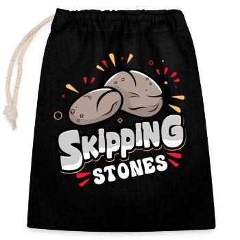 Skipping Stones - Verschließbarer Geschenkbeutel aus Baumwolle (25x30cm) - Schwarz - Vorne