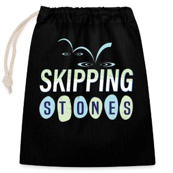 Skipping Stones - Verschließbarer Geschenkbeutel aus Baumwolle (25x30cm) - Schwarz - Vorne