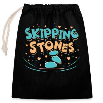 Skipping Stones - Closable cotton gift bag (25x30cm) - black - Front