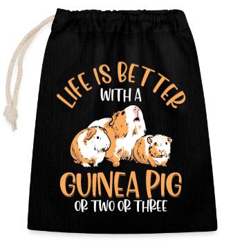Life Is Better With A Guinea Pig Or Two Or Three R - Verschließbarer Geschenkbeutel aus Baumwolle (25x30cm) - Schwarz - Vorne
