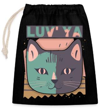 Cat Head, Valentine's Day Cat, Declaration of Love - Closable cotton gift bag (25x30cm) - black - Front
