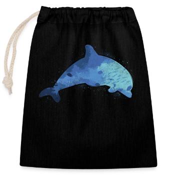 Dolphin Marine Life - Closable cotton gift bag (25x30cm) - black - Front