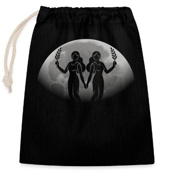 Gémeaux Signe du zodiaque Astrologie Horoscope Lune Gémeaux - Sac cadeau en coton avec cordon (25 x 30 cm) - noir - Devant