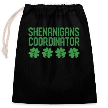 Coordinatrice des manigances Drôle de la Saint-Patrick - Sac cadeau en coton avec cordon (25 x 30 cm) - noir - Devant