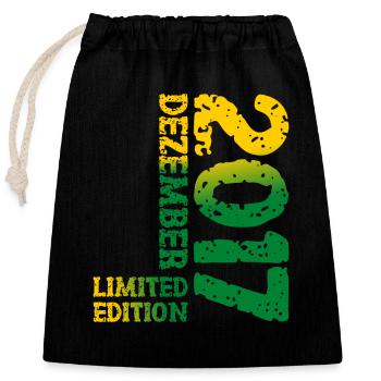 2017 Décembre Édition Limitée 6ème Anniversaire Décoration - Sac cadeau en coton avec cordon (25 x 30 cm) - noir - Devant