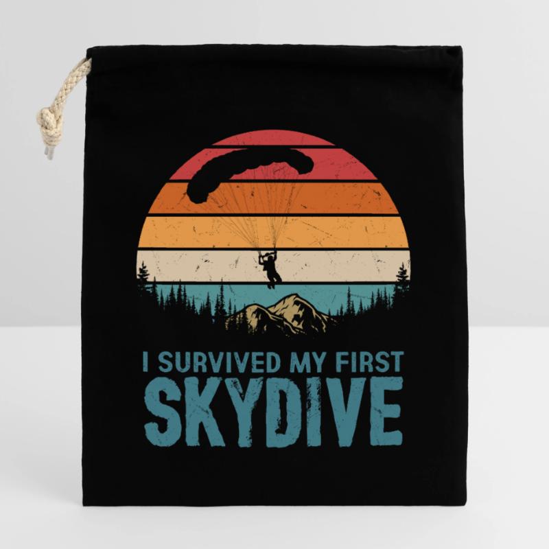 I Survived My First Skydive Skydiver Parachute Closable cotton gift bag (25x30cm)