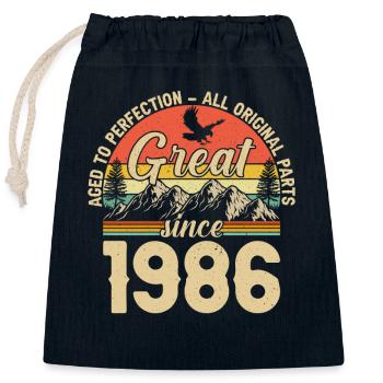 1986 - Une année légendaire - Sac cadeau en coton avec cordon (25 x 30 cm) - bleu marine - Devant