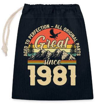 Vintage 1981 - Timeless Legend - Closable cotton gift bag (25x30cm) - navy - Front
