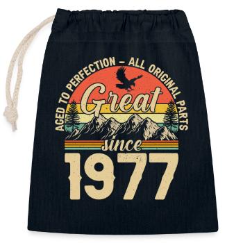 1977 - Ein legendäres Jahr - Verschließbarer Geschenkbeutel aus Baumwolle (25x30cm) - Navy - Vorne