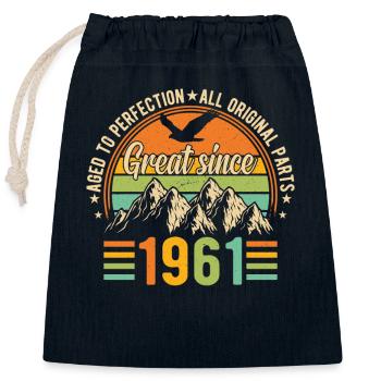 1961 - A legendary year - Closable cotton gift bag (25x30cm) - navy - Front