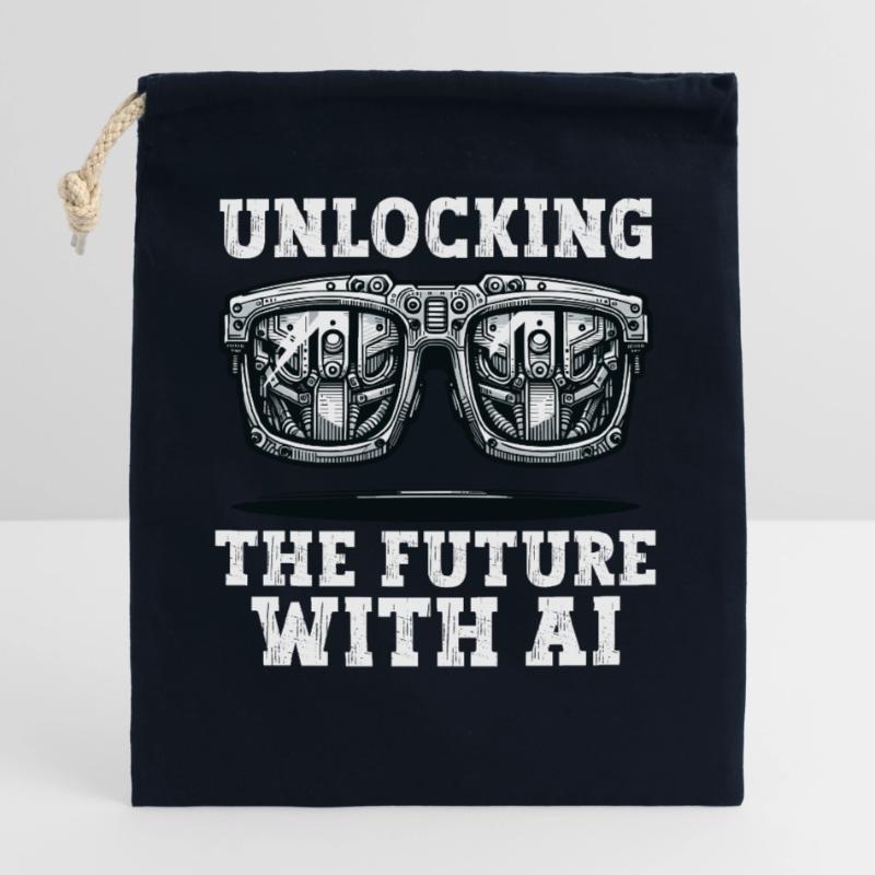 Artificial intelligence, machine learning, data Closable cotton gift bag (25x30cm)