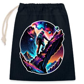 Climbing - Moon - Space - Closable cotton gift bag (25x30cm) - navy - Front