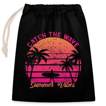 Catch the Wave - Closable cotton gift bag (25x30cm) - black - Front