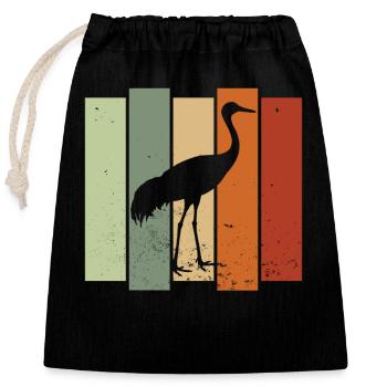 Sandhill Crane Retro Vogelbeobachtung Vogelbeobachter - Verschließbarer Geschenkbeutel aus Baumwolle (25x30cm) - Schwarz - Vorne