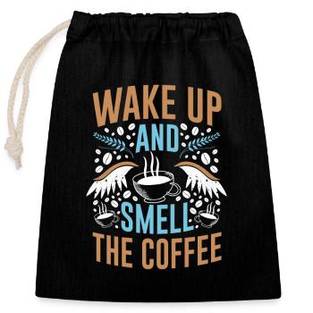 Réveillez-vous et sentez l’odeur du café - Sac cadeau en coton avec cordon (25 x 30 cm) - noir - Devant