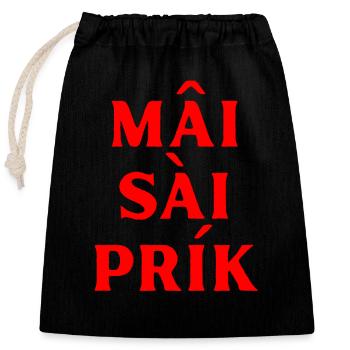 Thai Saying - Closable cotton gift bag (25x30cm) - black - Front