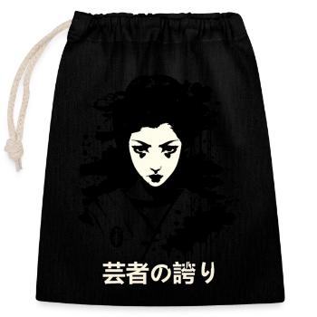芸者の誇り : Fierté de la Geisha - Sac cadeau en coton avec cordon (25 x 30 cm) - noir - Devant