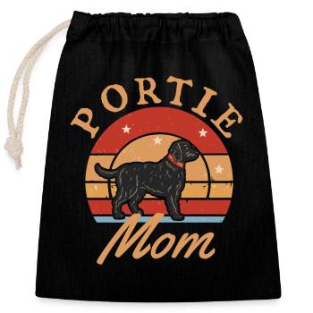 Portie Mom Portuguese Water Dog – - Closable cotton gift bag (25x30cm) - black - Front