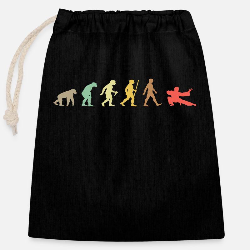 Vintage Judo Retro Martial Arts Evolution - Sac cadeau en coton avec cordon (25 x 30 cm) - noir