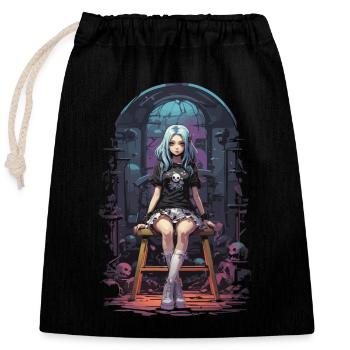 Kawaii Goth Pastel Anime e-girl Streetwear - Closable cotton gift bag (25x30cm) - black - Front