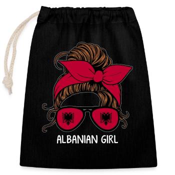 Albanische Flagge Albanischer Adler Shqiponja - Verschließbarer Geschenkbeutel aus Baumwolle (25x30cm) - Schwarz - Vorne