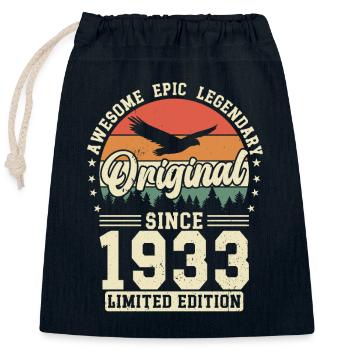1933: Timelessly Legendary - Closable cotton gift bag (25x30cm) - navy - Front