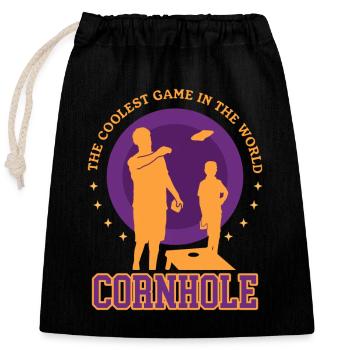 Cornhole Spieler Sackloch Bean Bag Geschenk - Verschließbarer Geschenkbeutel aus Baumwolle (25x30cm) - Schwarz - Vorne