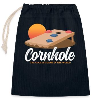 Cornhole Spieler Bean Bag Sackloch Geschenk - Verschließbarer Geschenkbeutel aus Baumwolle (25x30cm) - Navy - Vorne