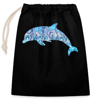 Dolphin - Closable cotton gift bag (25x30cm) - black - Front