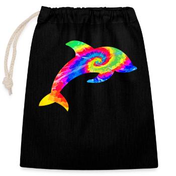 Dolphin Tie Dye - Verschließbarer Geschenkbeutel aus Baumwolle (25x30cm) - Schwarz - Vorne