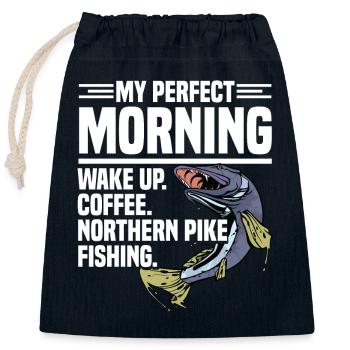 Northern Pike Fisherman Pike Fishing Rod Pike Fish - Closable cotton gift bag (25x30cm) - navy - Front