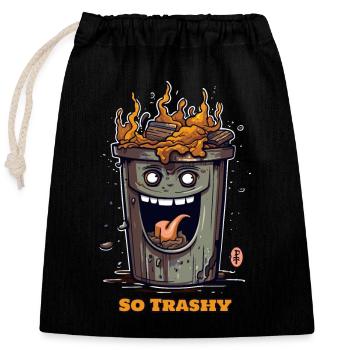 Poubelle tellement drôle de trash - Sac cadeau en coton avec cordon (25 x 30 cm) - noir - Devant