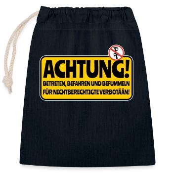 Berührung und Befahren verboten - Verschließbarer Geschenkbeutel aus Baumwolle (25x30cm) - Navy - Vorne