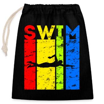 Schwimmer Schwimmen Schwimmsport Vintage Design - Verschließbarer Geschenkbeutel aus Baumwolle (25x30cm) - Schwarz - Vorne