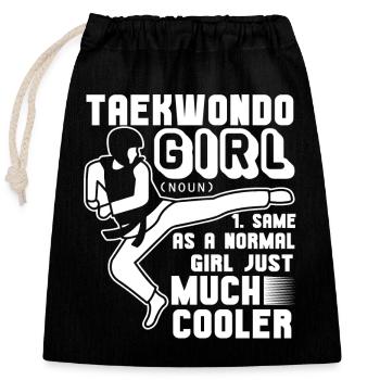 Taekwondo Taekwondo Girl Definition - Closable cotton gift bag (25x30cm) - black - Front