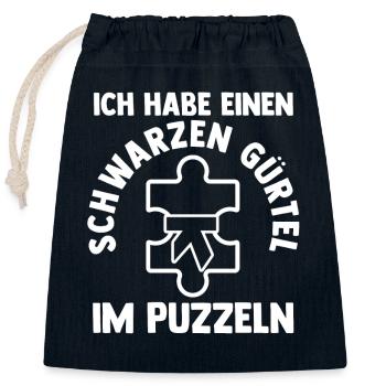Puzzlefan Puzzler Puzzleteile Puzzle - Verschließbarer Geschenkbeutel aus Baumwolle (25x30cm) - Navy - Vorne