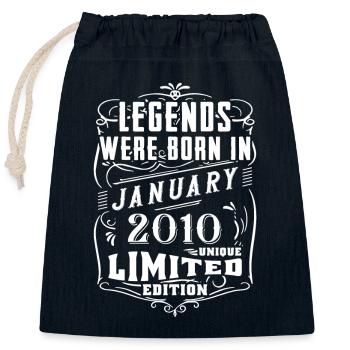 Birthday January 2010 Year Limited Edition - Closable cotton gift bag (25x30cm) - navy - Front