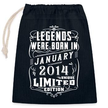 Geburtstag Januar 2014 Jahr Limited Edition - Verschließbarer Geschenkbeutel aus Baumwolle (25x30cm) - Navy - Vorne