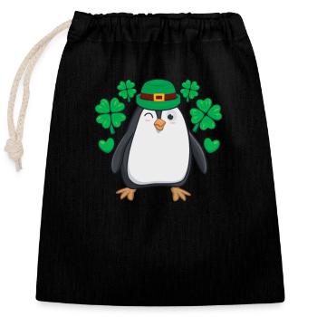 Irish Penguin Leprechaun Tier niedlich Vogel - Verschließbarer Geschenkbeutel aus Baumwolle (25x30cm) - Schwarz - Vorne