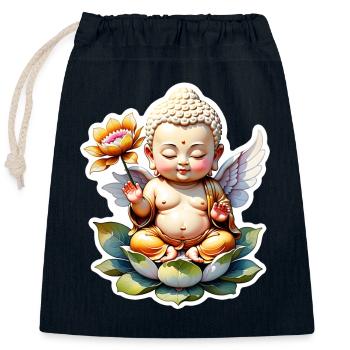 Baby Buddha - meditation yoga relaxation - Closable cotton gift bag (25x30cm) - navy - Front